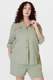 Sweaty Betty Savannah Green Chroem Summer Stretch Linen Utility Shirt - Image 1 of 8