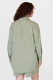 Sweaty Betty Savannah Green Chroem Summer Stretch Linen Utility Shirt - Image 2 of 8