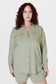 Sweaty Betty Savannah Green Chroem Summer Stretch Linen Utility Shirt - Image 3 of 8