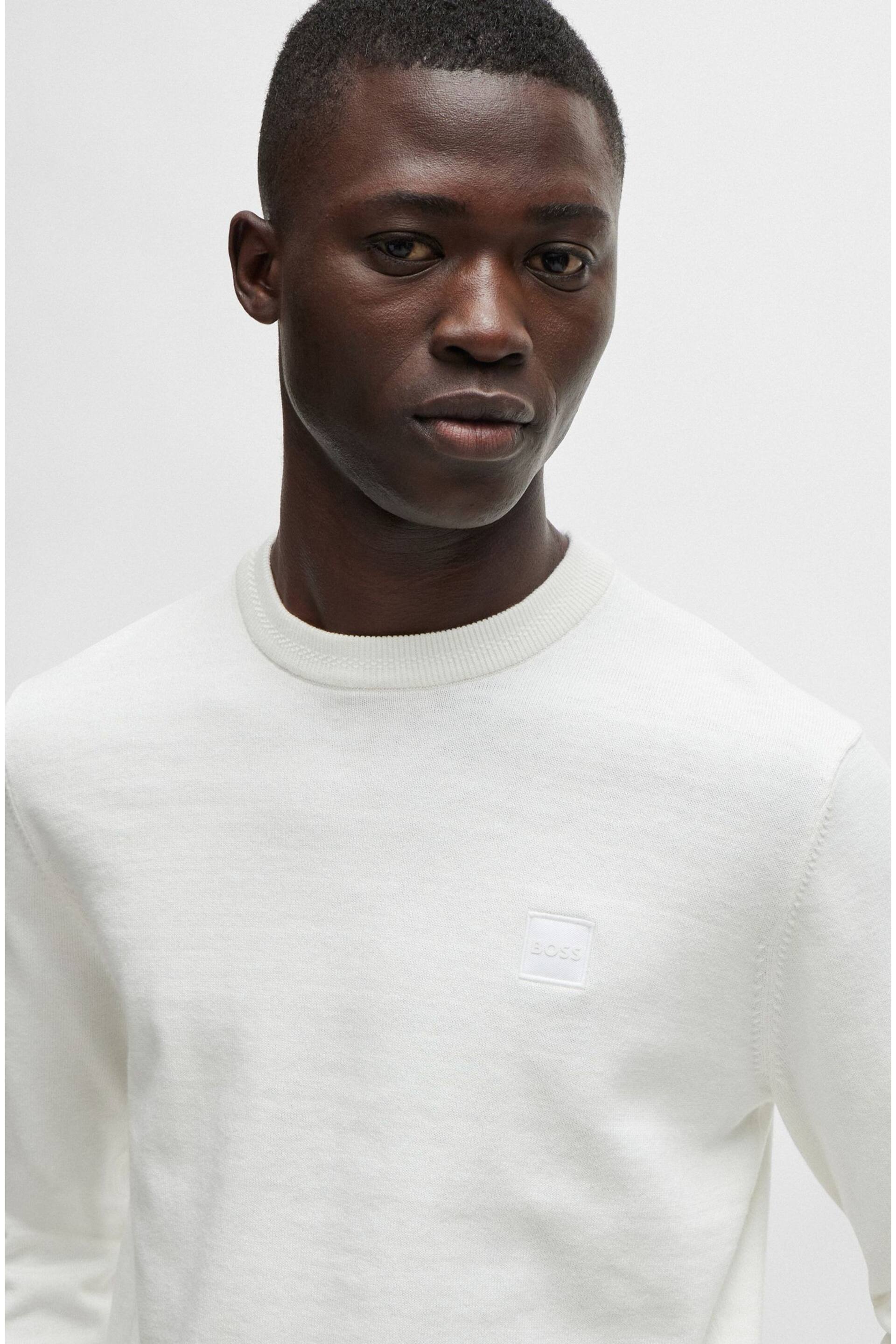 BOSS Cream Cashmere Blend Logo Patch Jumper - Image 1 of 1