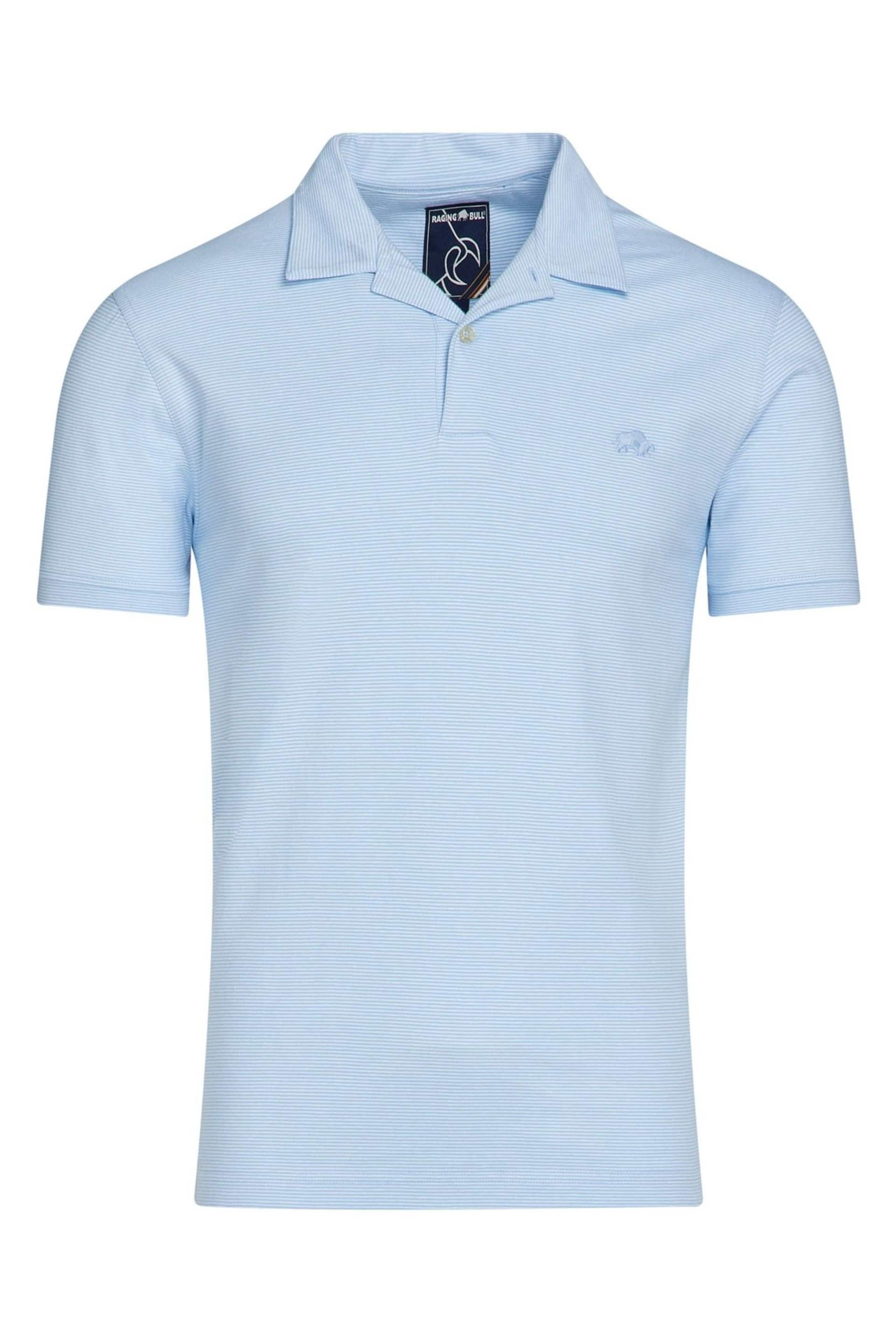 Raging Bull Blue Feeder Stripe Jersey Polo Shirt - Image 6 of 7