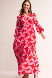 Boden Red Occasion Maxi Shirt Dress - Image 2 of 6