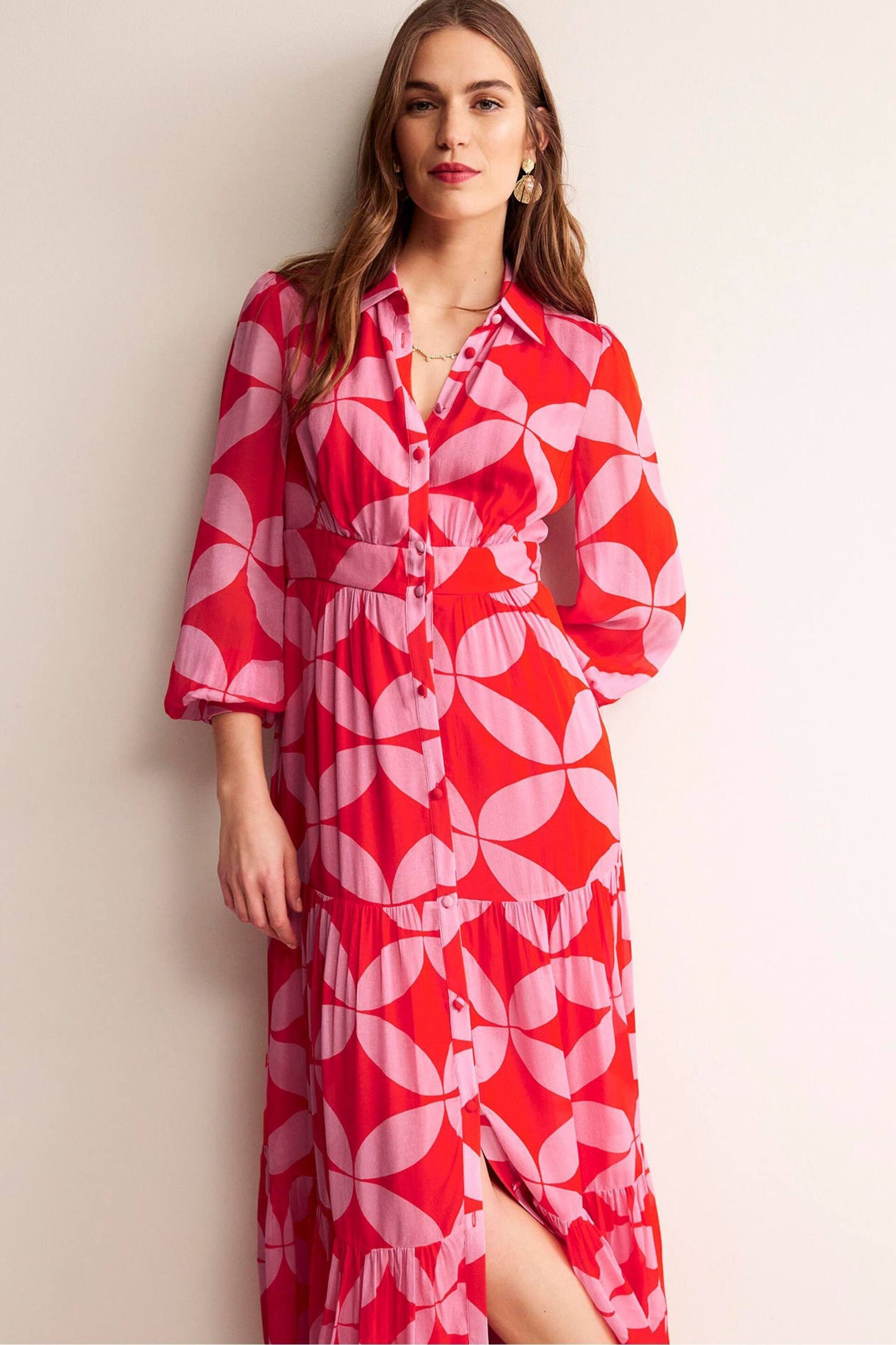 Boden Red Occasion Maxi Shirt Dress - Image 5 of 6