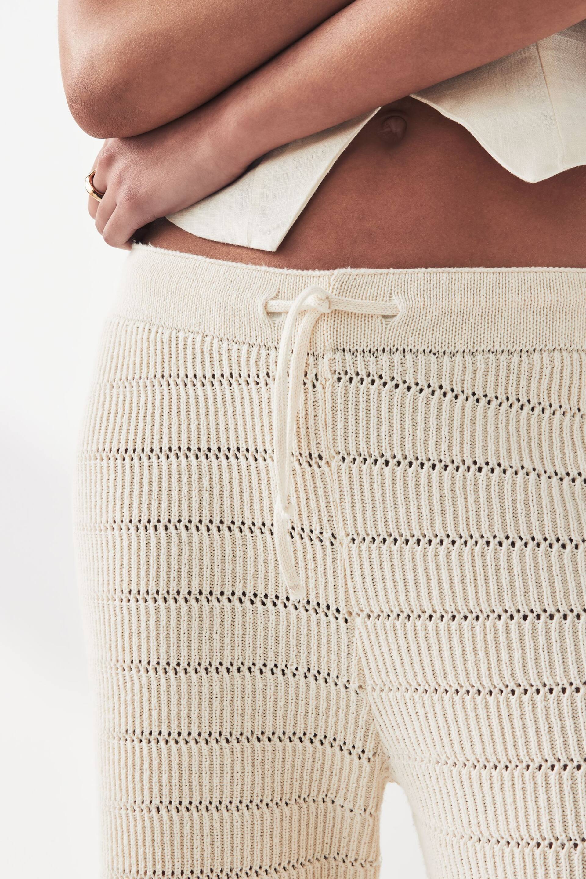 ONLY Cream Wide Leg Crochet Beach Trousers - Image 3 of 5