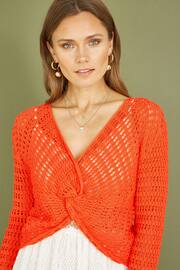 Yumi Orange Crochet Cotton Twisted Bolero Top - Image 2 of 5