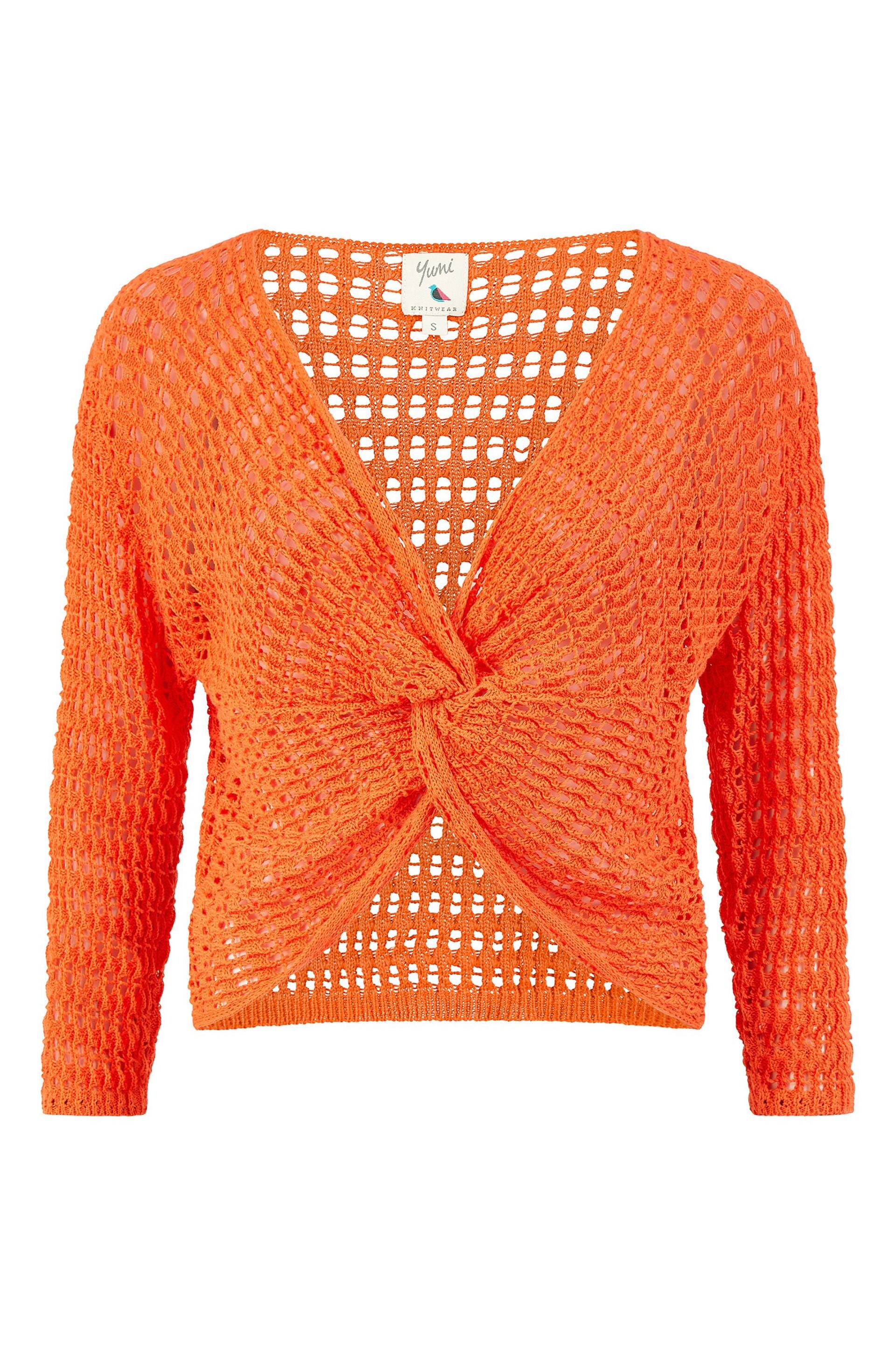 Yumi Orange Crochet Cotton Twisted Bolero Top - Image 5 of 5