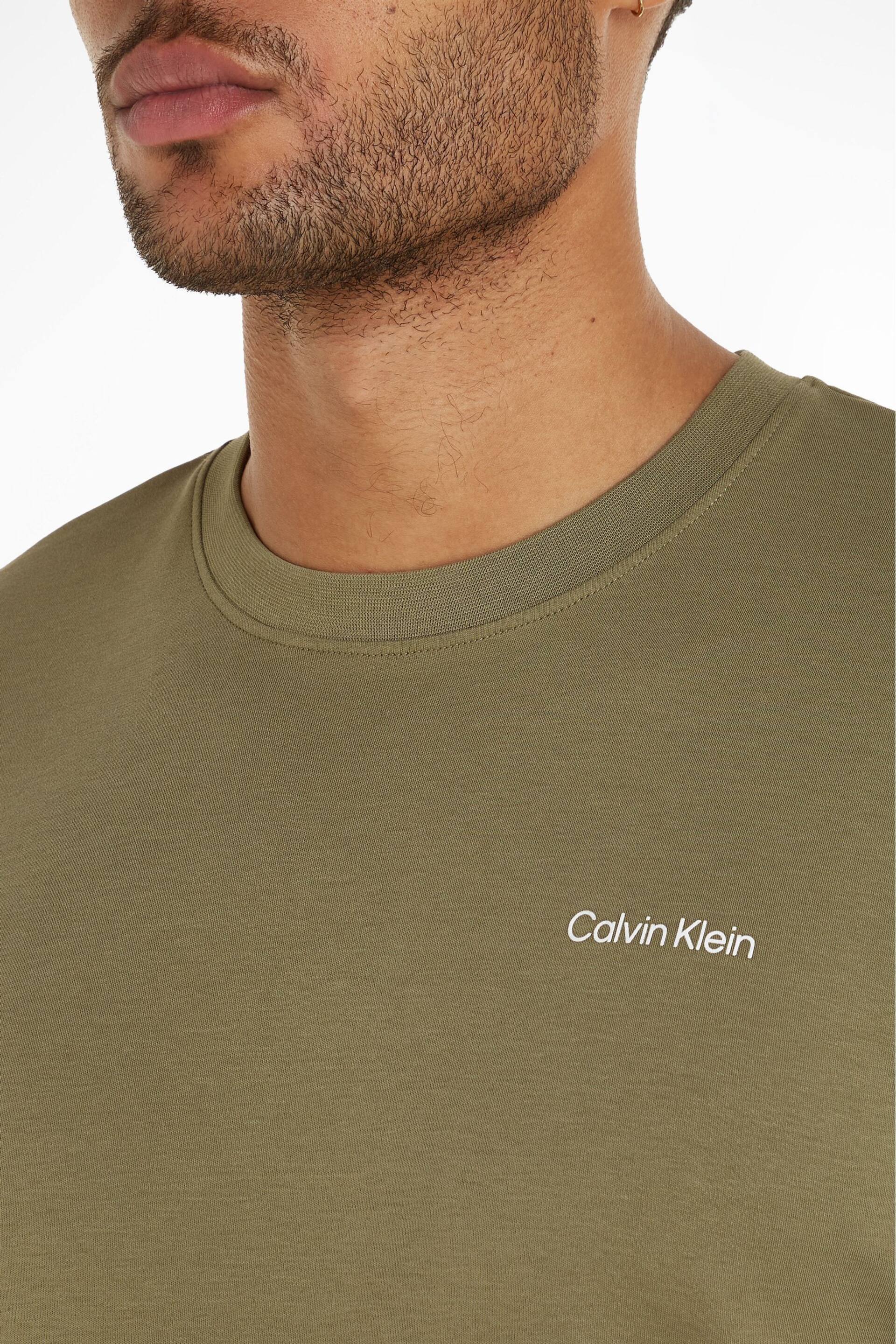 Calvin Klein Green Micro Logo Interlock T-Shirt - Image 3 of 5