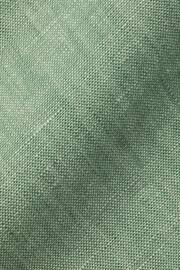 Charles Tyrwhitt Mid Green Slim Fit Plain Short Sleeve Pure Linen Full Sleeves Shirt - Image 6 of 6