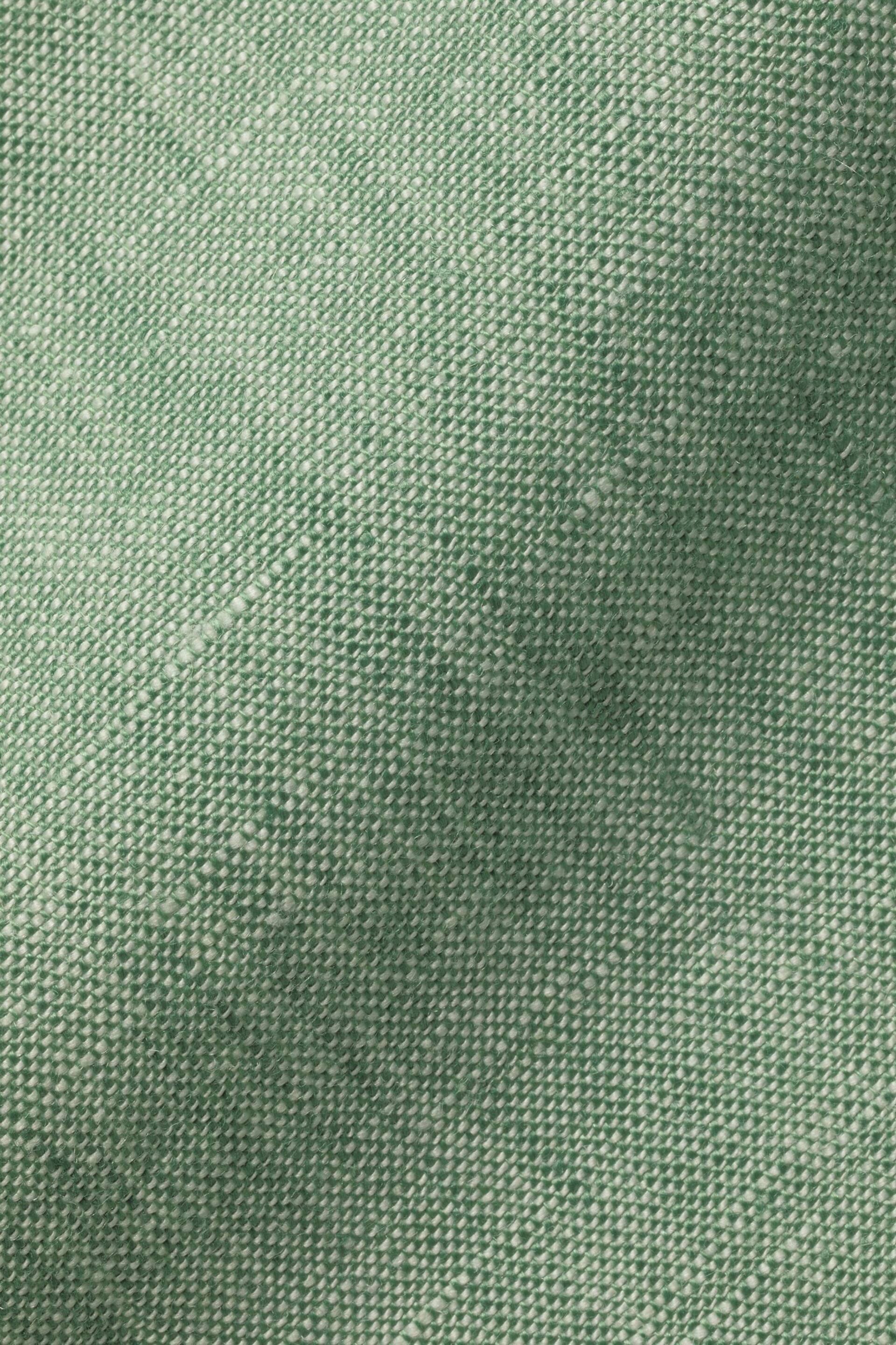 Charles Tyrwhitt Mid Green Slim Fit Plain Short Sleeve Pure Linen Full Sleeves Shirt - Image 6 of 6
