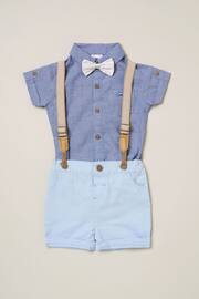 Little Gent Blue Shirt Bodysuit Bowtie Shirt and Short Set - Image 1 of 4
