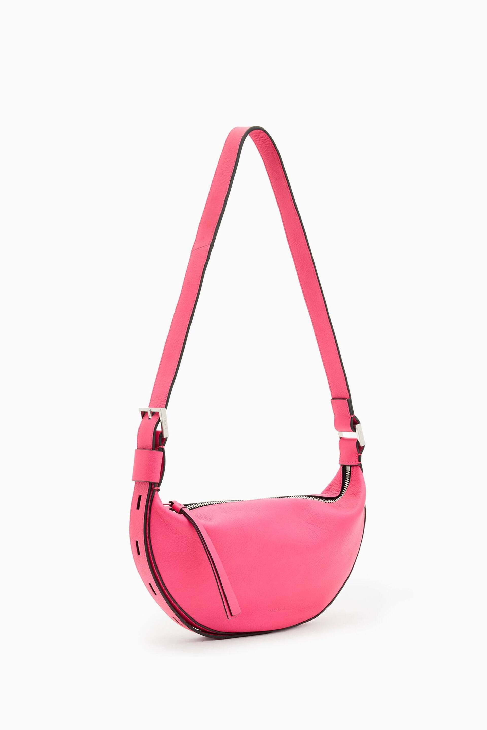 AllSaints Pink Half Moon Cross-Body Bag - Image 3 of 6