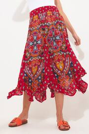 Joe Browns Red Boho Shirred Waist Floaty Hanky Hem Skirt - Image 2 of 7