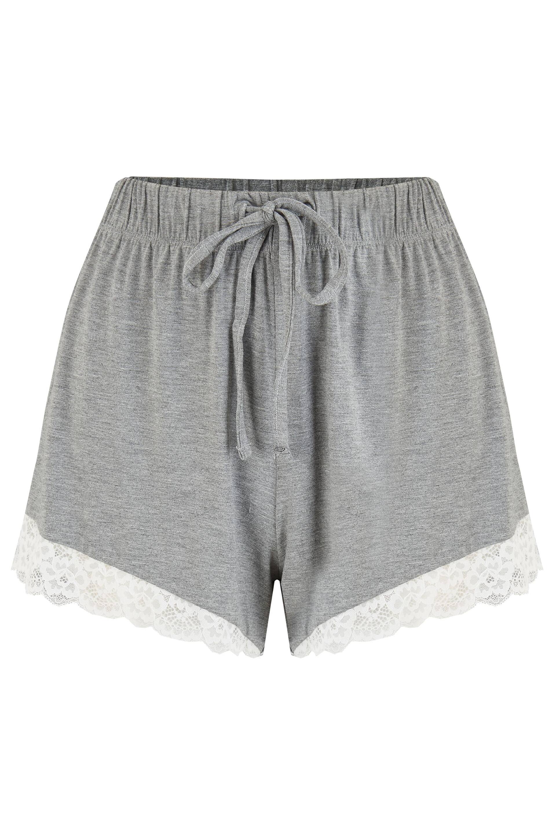 Pour Moi Light Grey Sofa Loves Lace Soft Jersey Shorts - Image 4 of 5