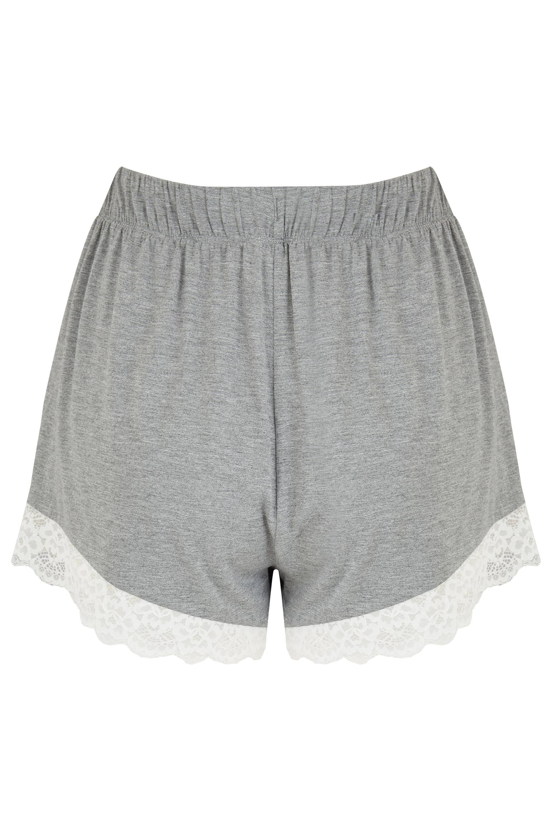 Pour Moi Light Grey Sofa Loves Lace Soft Jersey Shorts - Image 5 of 5