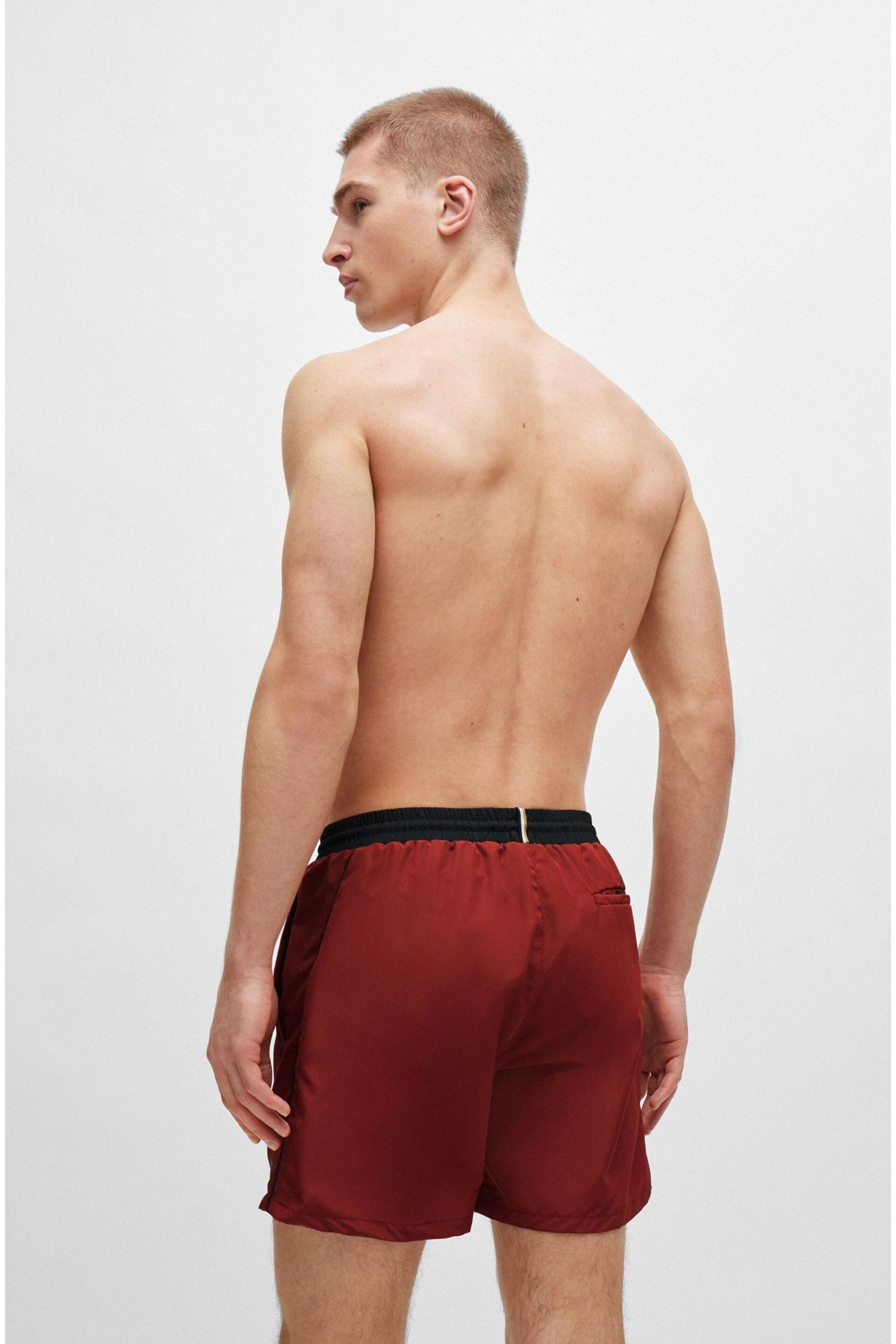 BOSS Brown Contrast-logo Swim Shorts In Recycled Material - Image 2 of 4