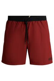 BOSS Brown Contrast-logo Swim Shorts In Recycled Material - Image 4 of 4