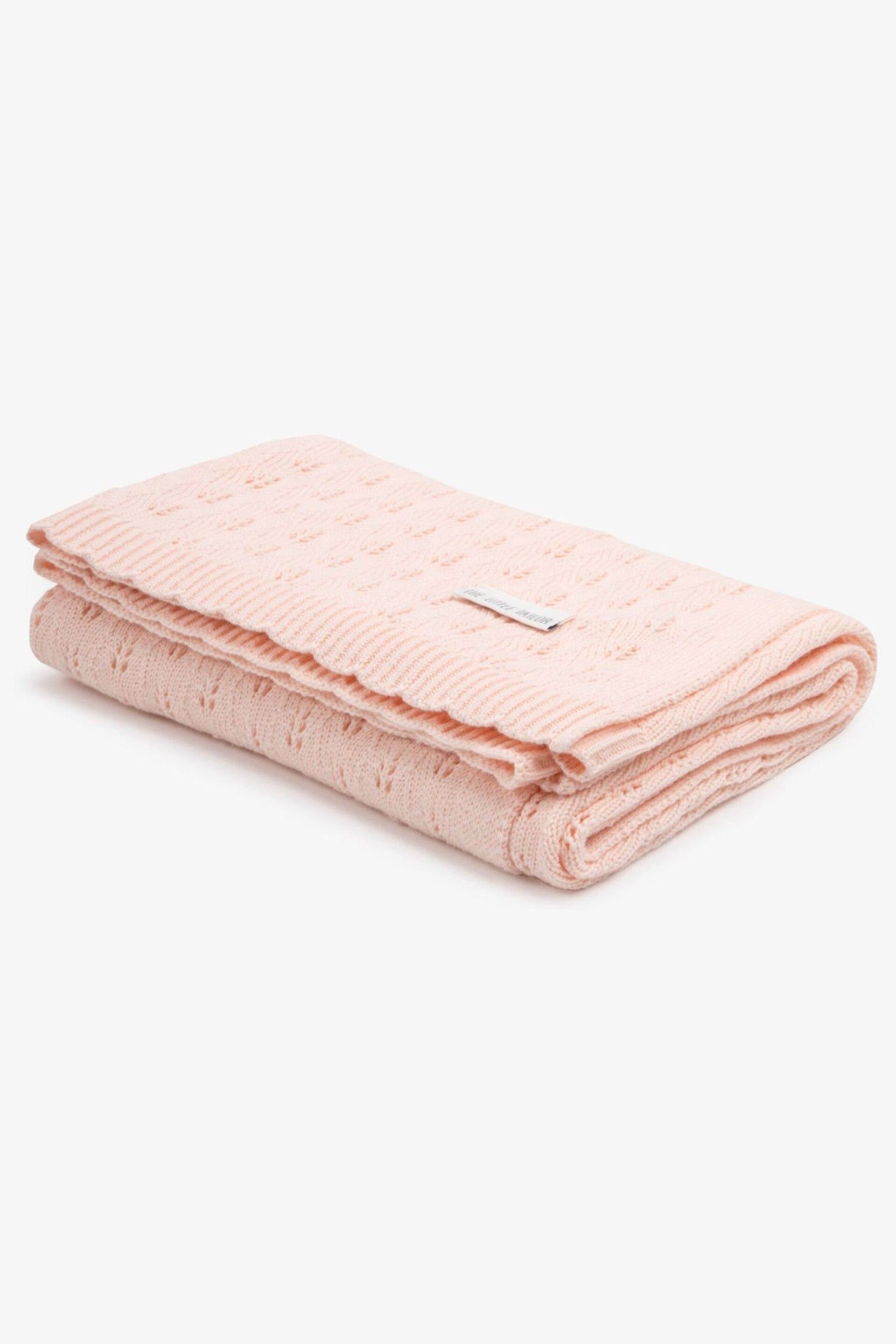 The Little Tailor Pink Cotton Pointelle Knitted Blanket - Image 1 of 5