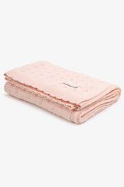 The Little Tailor Pink Cotton Pointelle Knitted Blanket - Image 5 of 5