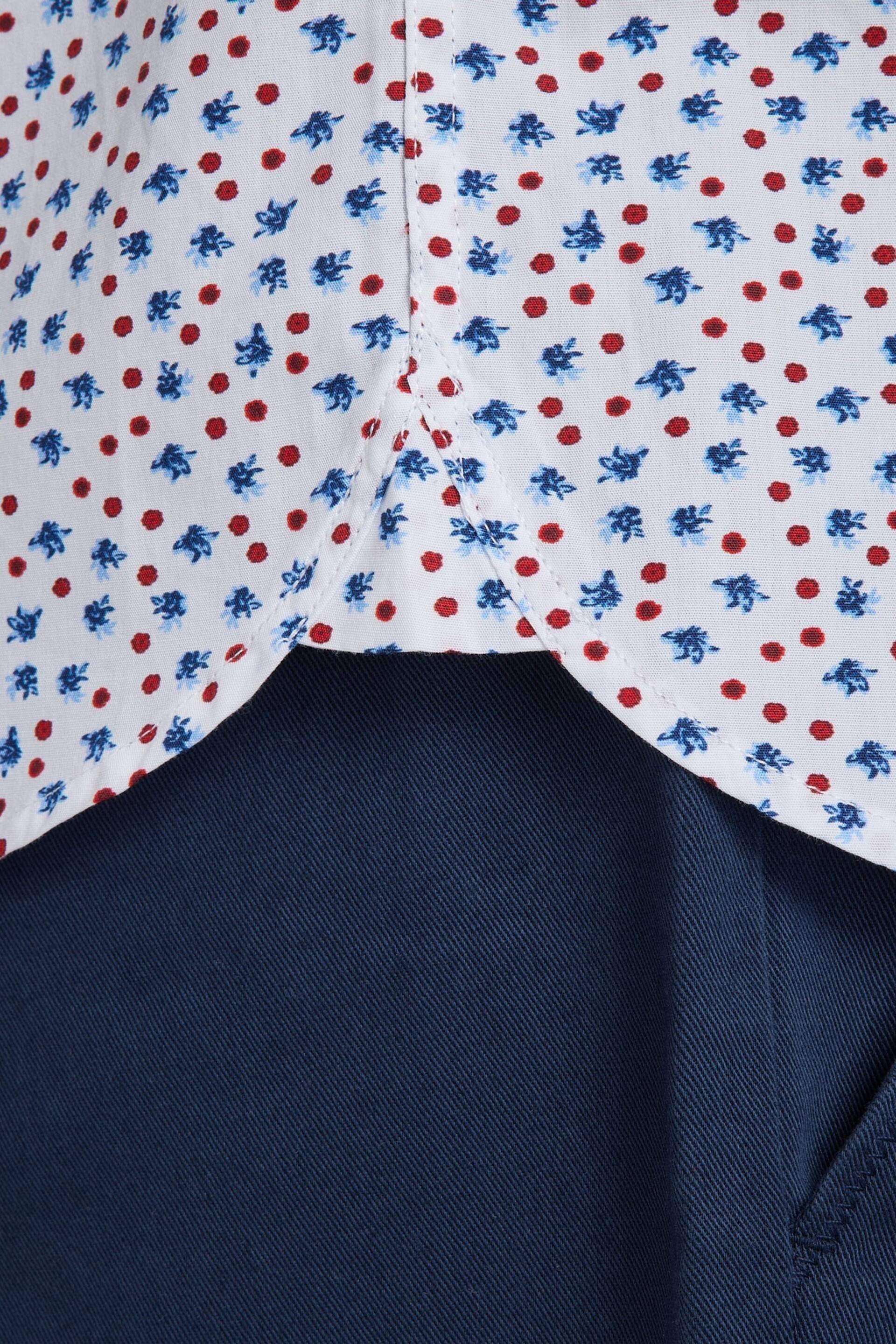 Raging Bull Blue Short Sleeve Micro Flower Print Poplin Shirt - Image 6 of 9