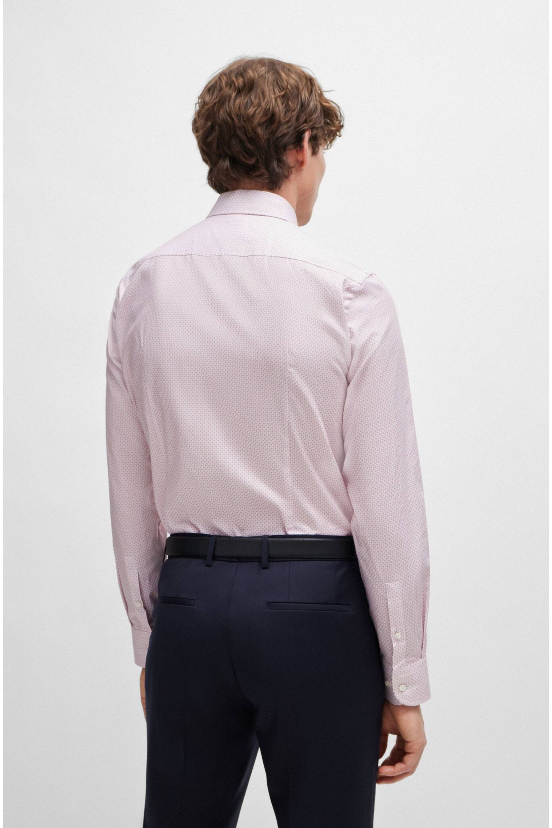 BOSS Pink Slim-Fit Shirt In Printed Stretch-Cotton Dobby - Image 2 of 6