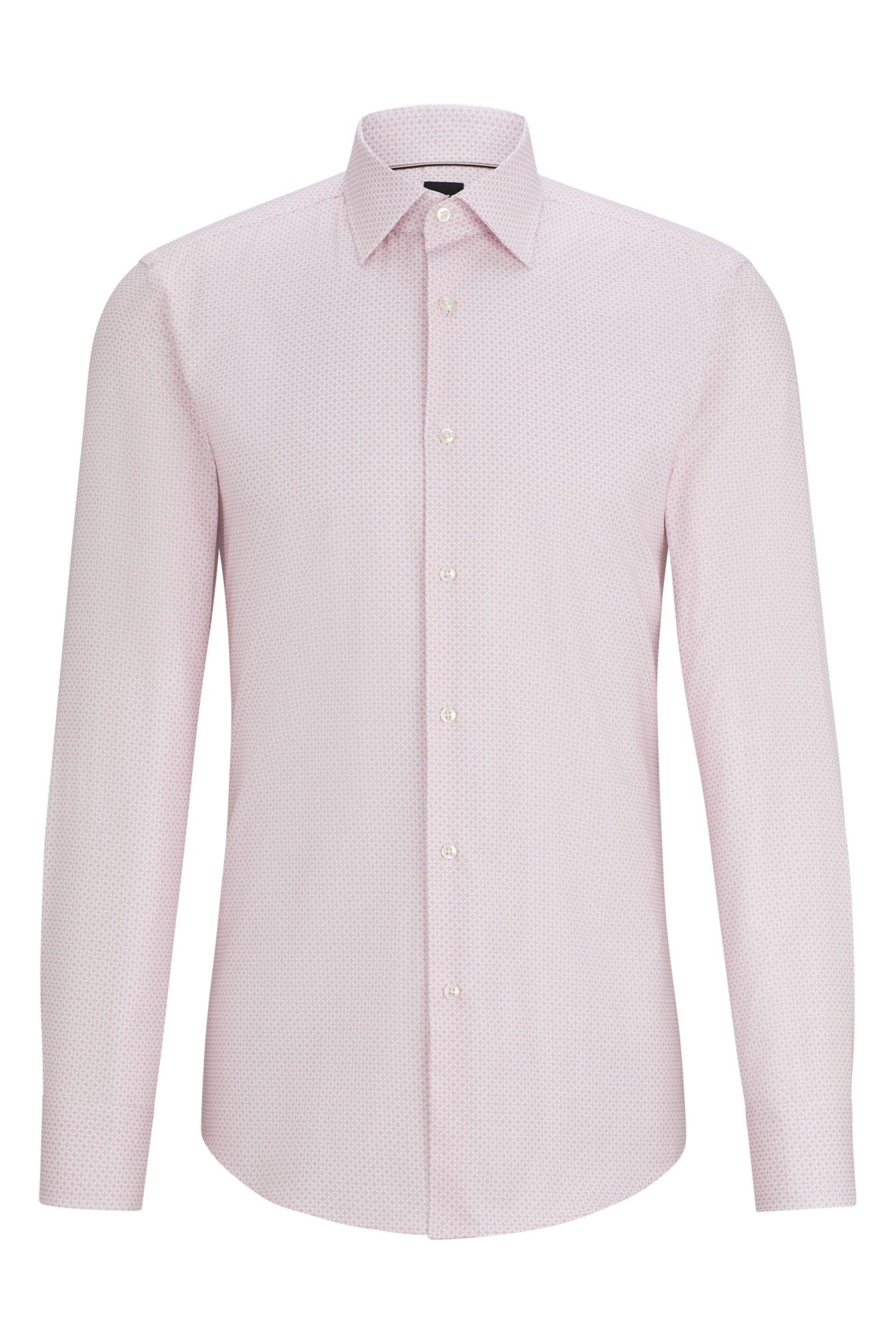 BOSS Pink Slim-Fit Shirt In Printed Stretch-Cotton Dobby - Image 6 of 6