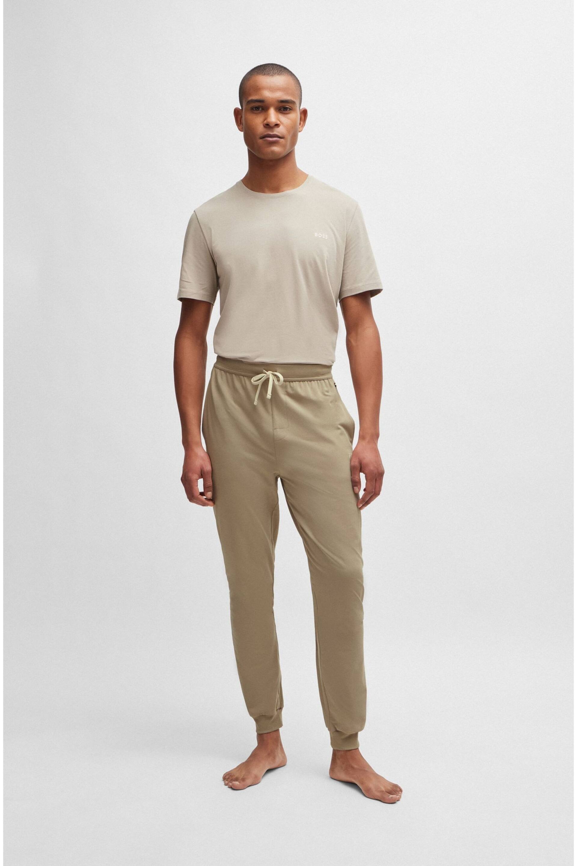 BOSS Beige Embroidered Logo Stretch Cotton Joggers - Image 1 of 5