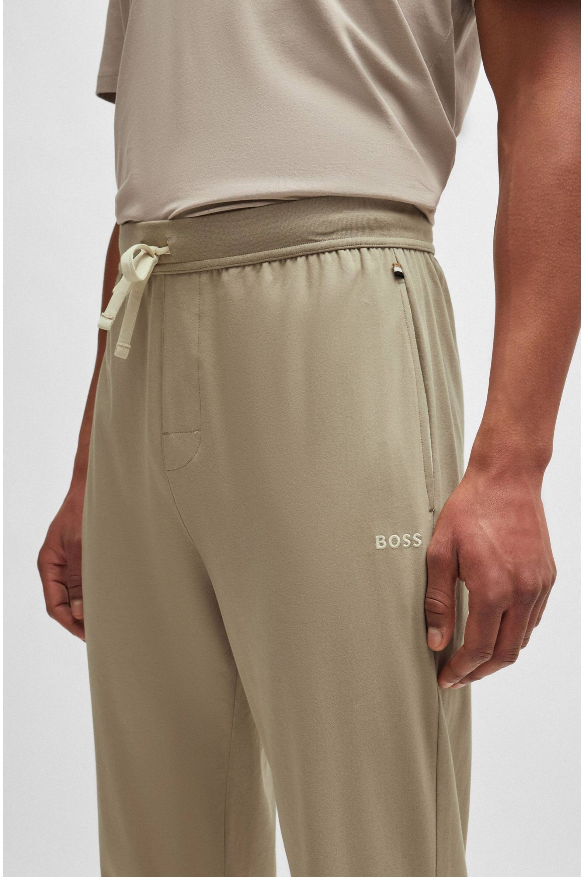 BOSS Beige Embroidered Logo Stretch Cotton Joggers - Image 4 of 5