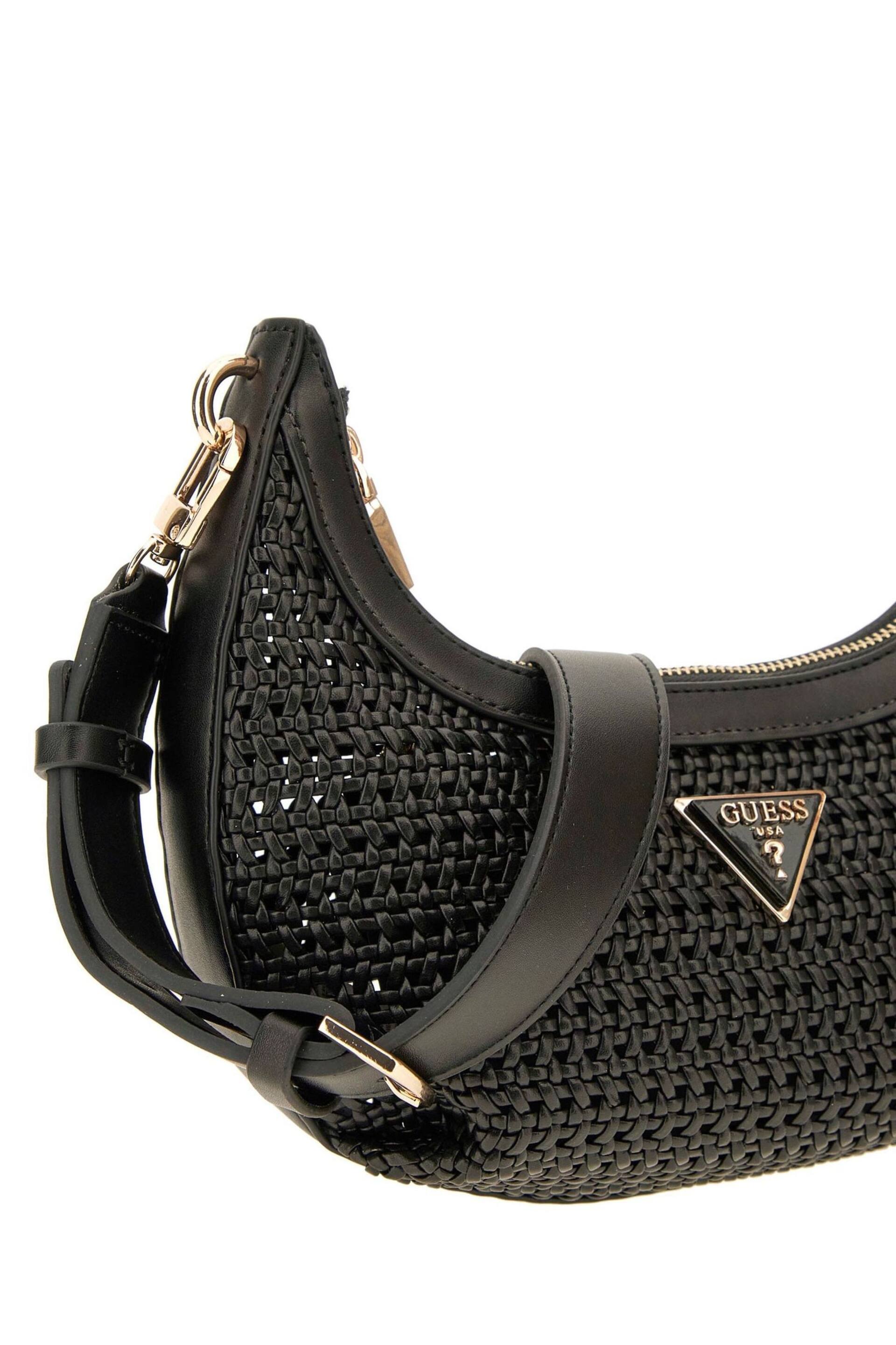 GUESS Black Woven Emelda Crossbody Shoulder Bag - Image 4 of 5