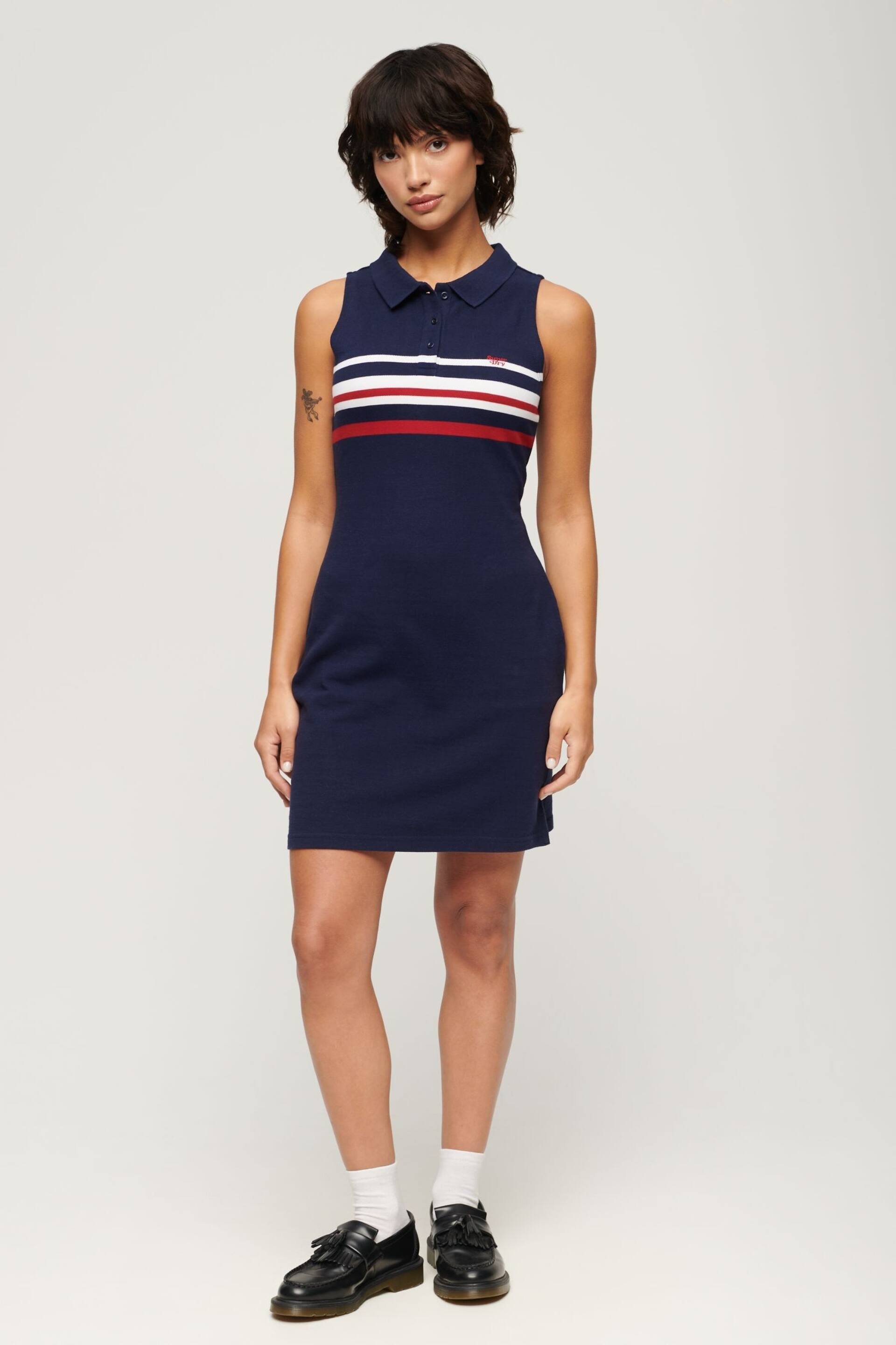 Superdry Blue Jersey Polo Mini Dress - Image 3 of 3