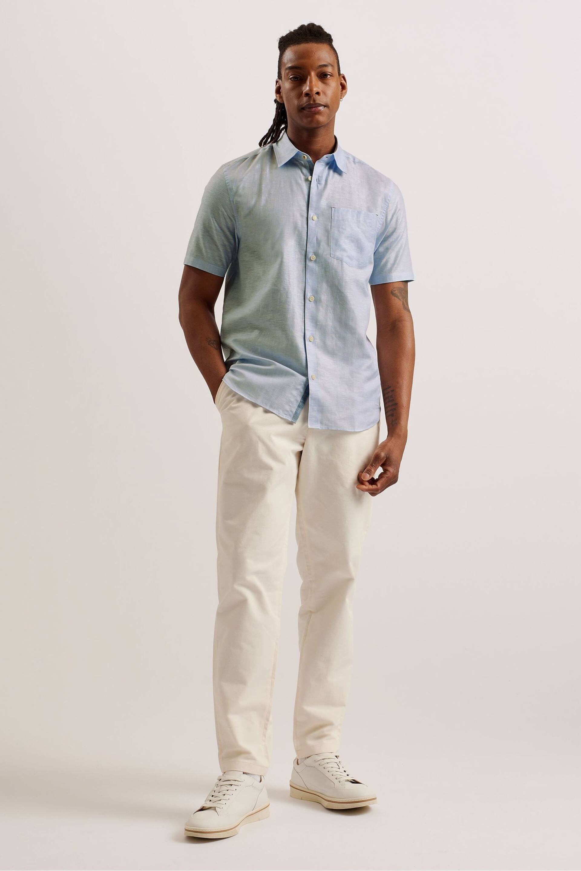 Ted Baker Blue Palomas Linen Shirt - Image 2 of 6