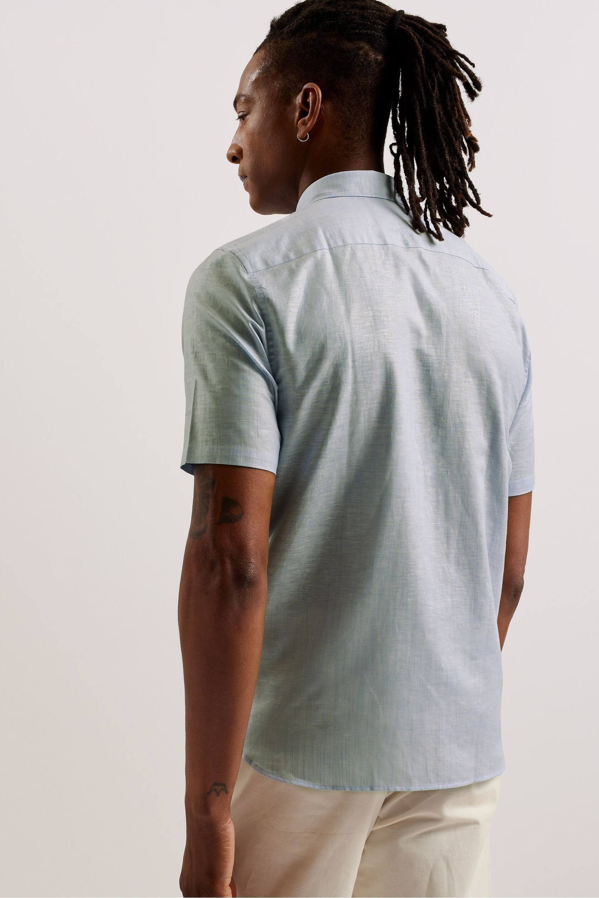 Ted Baker Blue Palomas Linen Shirt - Image 3 of 6