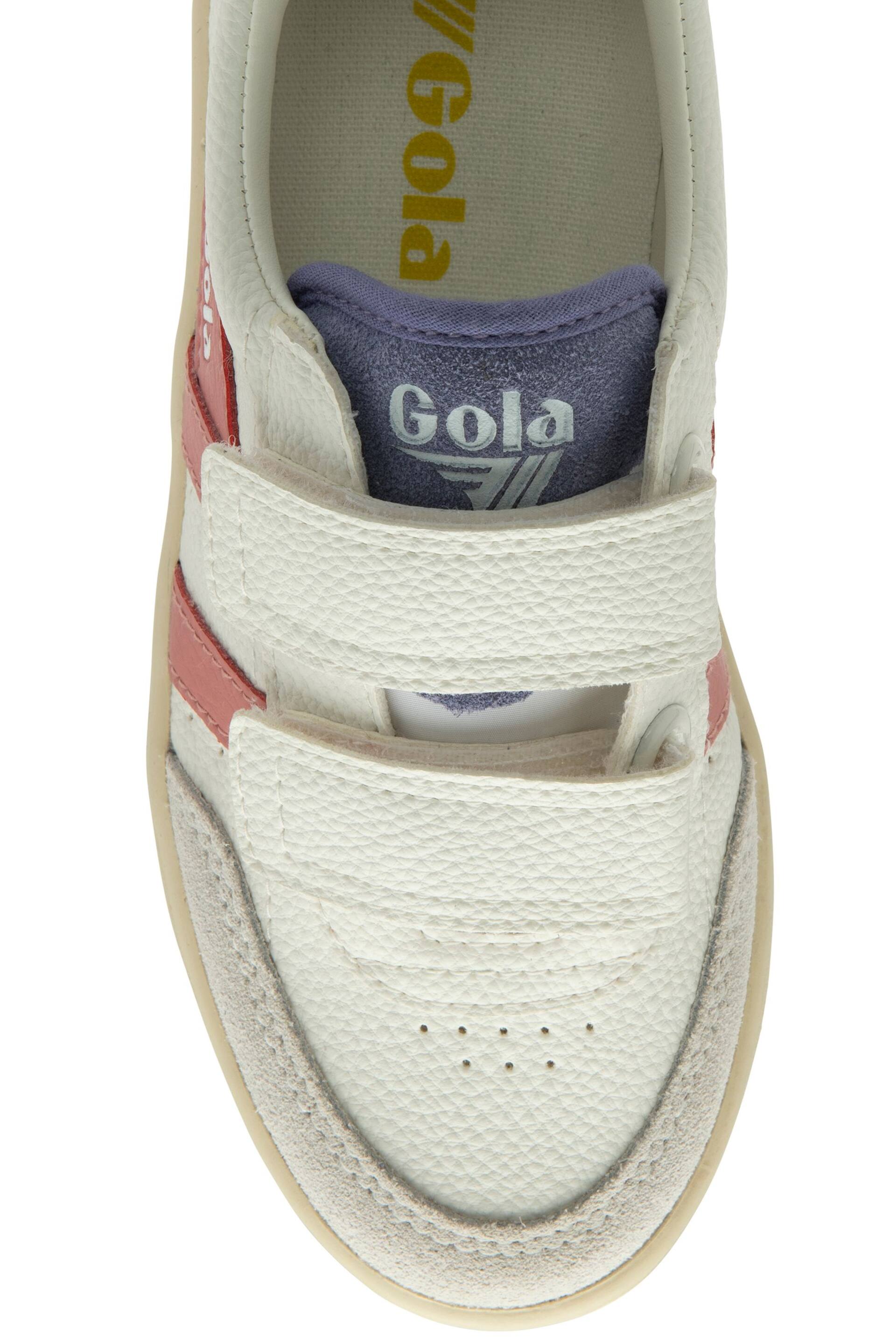 Gola White/Coral Pink/Sulphur Kids Falcon Strap PU Trainers - Image 4 of 4