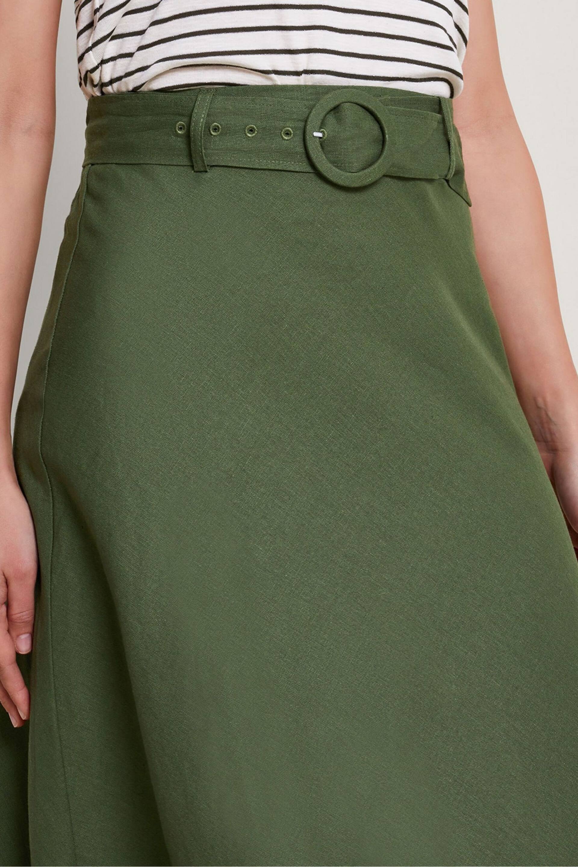 Monsoon Green Belted Midi Skirt - Image 4 of 5