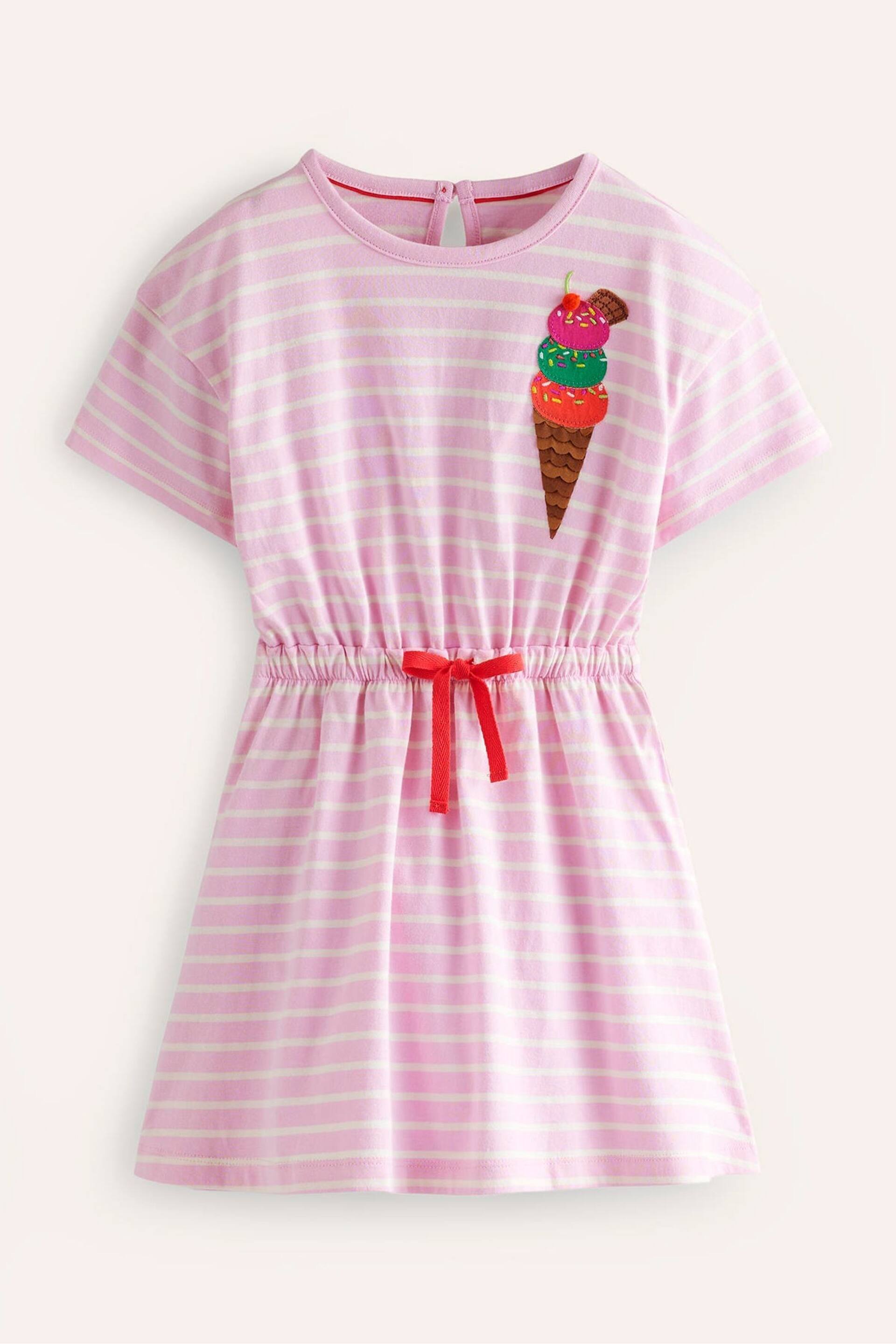 Boden Pink Ice Cream Tie Waist Applique Dress - Image 1 of 3