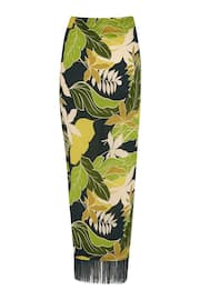 Pour Moi Green Fringe Trim Crinkle Woven Multiway Sarong - Image 4 of 4