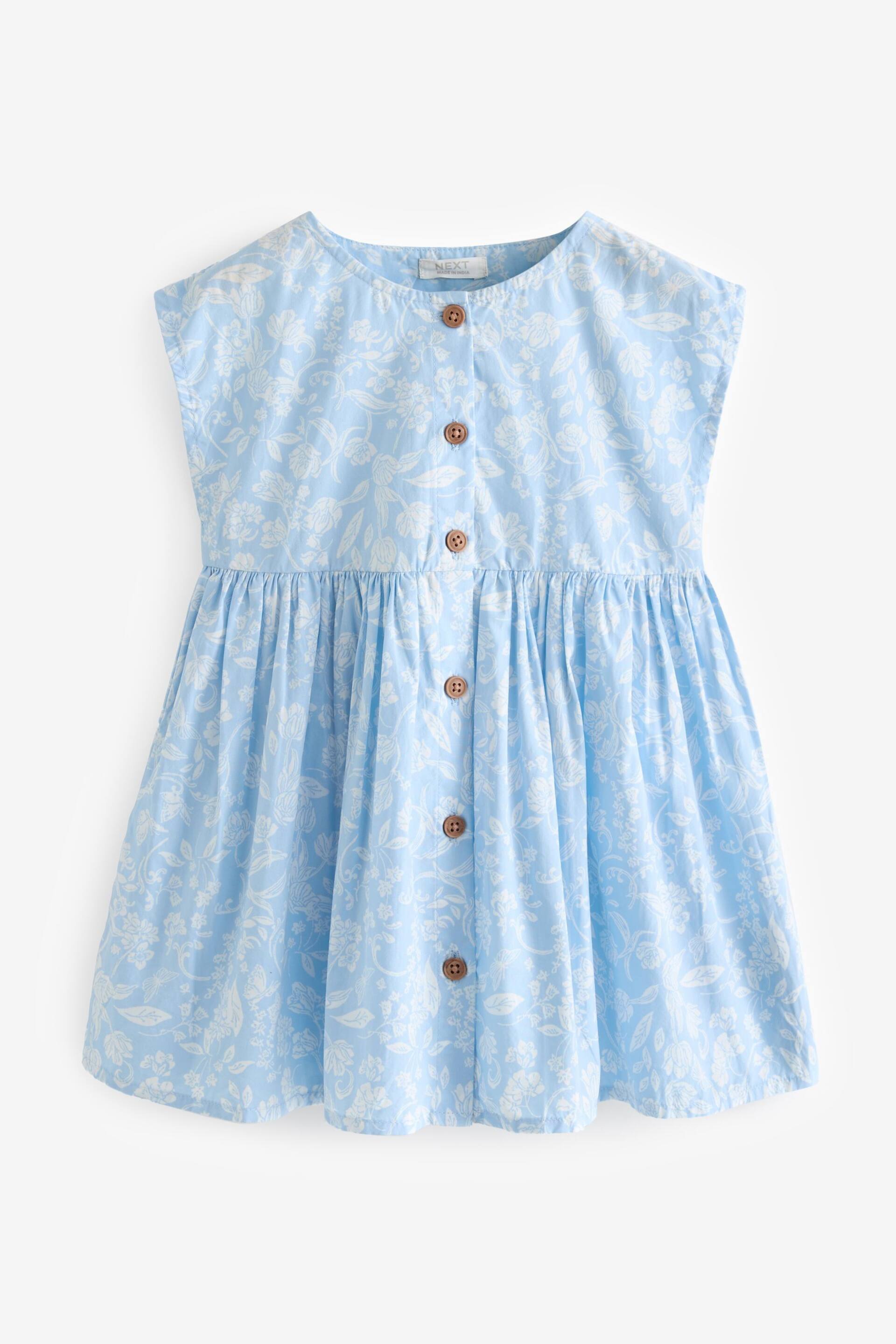 Blue Floral Button Through Summer Dress (3mths-8yrs) - Image 4 of 6
