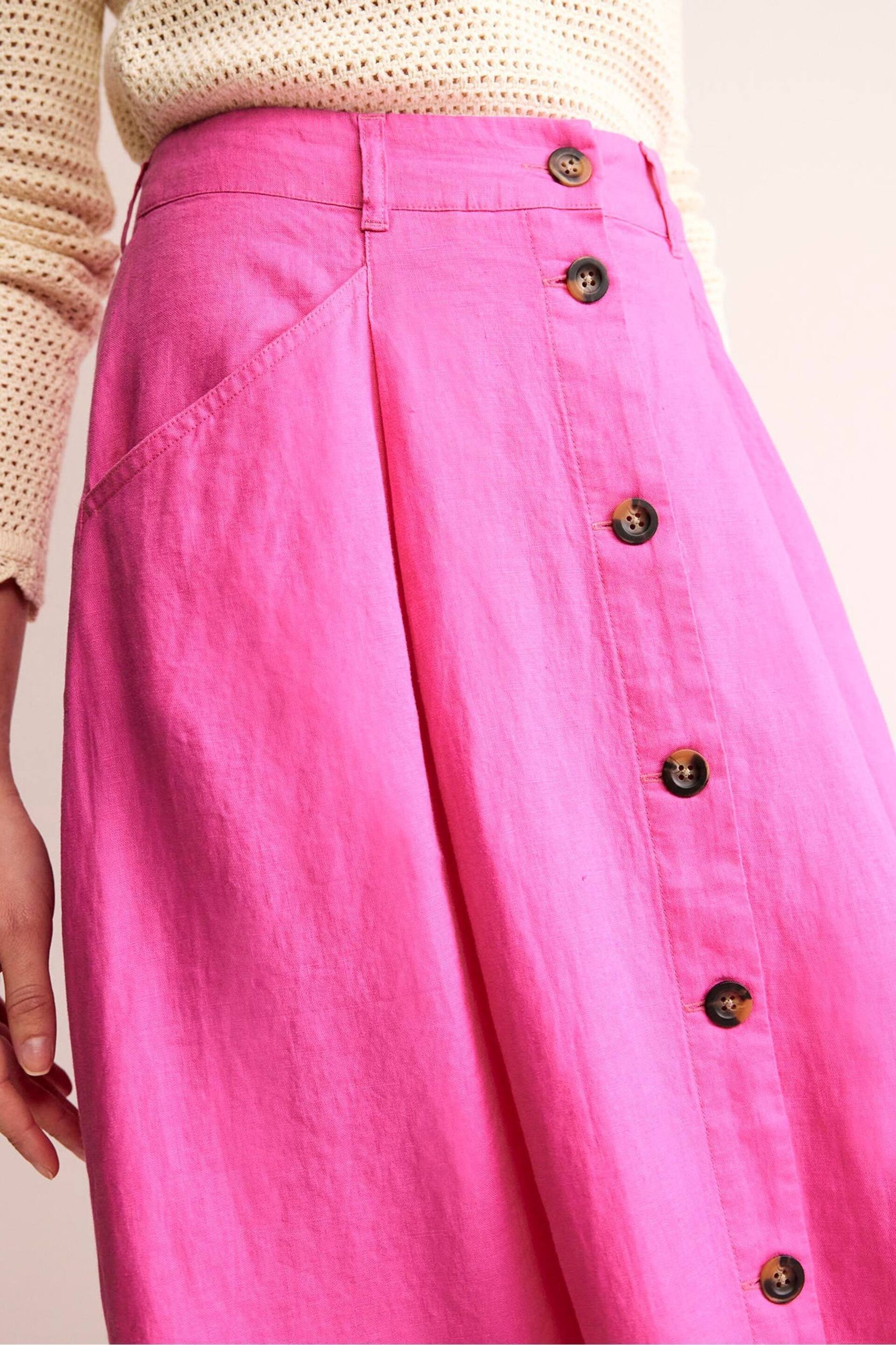 Boden Pink Petra Linen Midi Skirt - Image 2 of 5