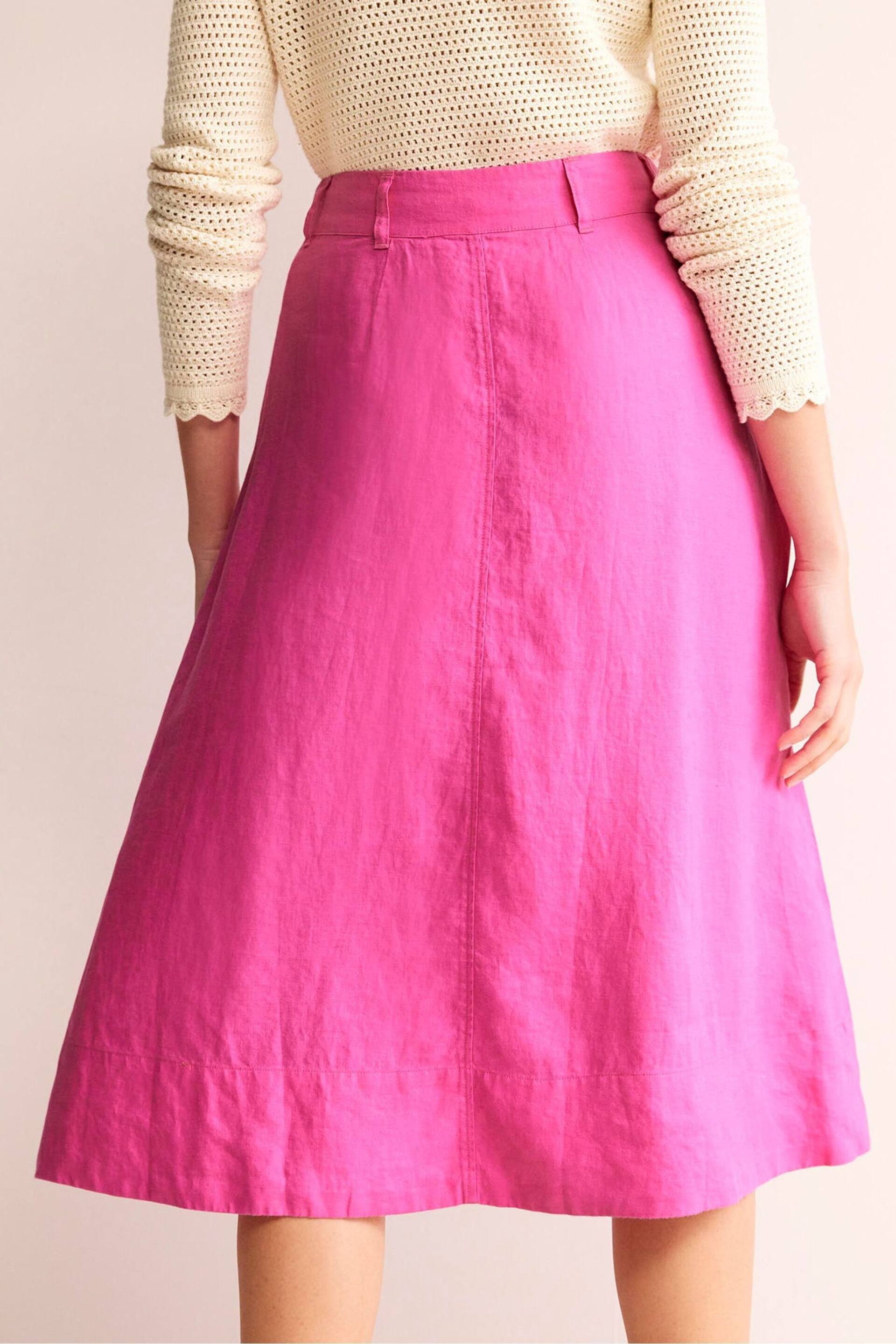 Boden Pink Petra Linen Midi Skirt - Image 3 of 5