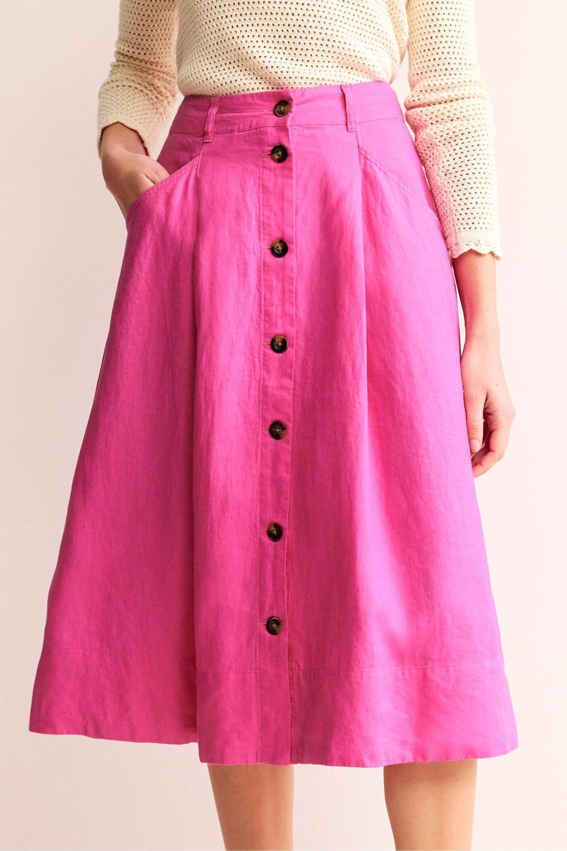 Boden Pink Petra Linen Midi Skirt - Image 4 of 5