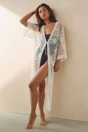 ONLY White Embroidered Maxi Beach Cover-Up Kaftan - Image 1 of 5