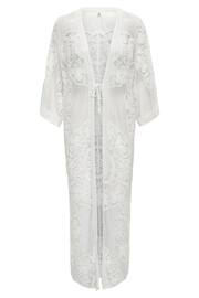 ONLY White Embroidered Maxi Beach Cover-Up Kaftan - Image 4 of 5