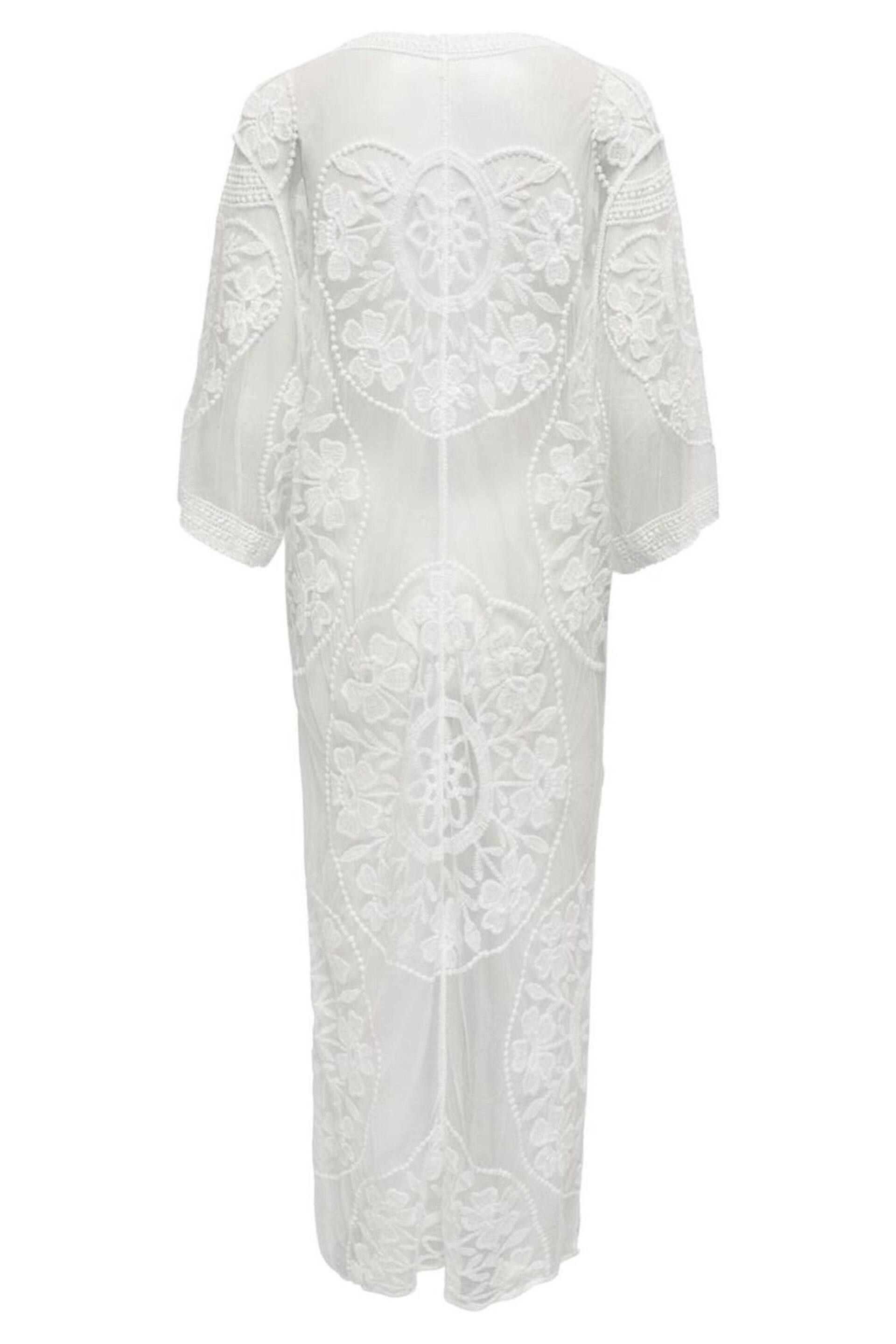 ONLY White Embroidered Maxi Beach Cover-Up Kaftan - Image 5 of 5