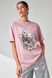 Pink Lost Souls Graphic Skull T-Shirt - Image 1 of 8