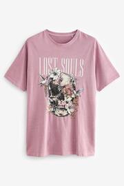 Pink Lost Souls Graphic Skull T-Shirt - Image 5 of 8