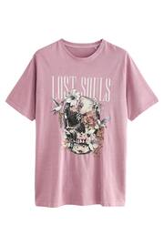 Pink Lost Souls Graphic Skull T-Shirt - Image 8 of 8
