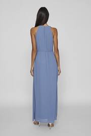 VILA Blue Halter Neck Tulle Maxi Dress - Image 2 of 6
