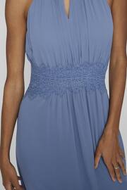 VILA Blue Halter Neck Tulle Maxi Dress - Image 4 of 6