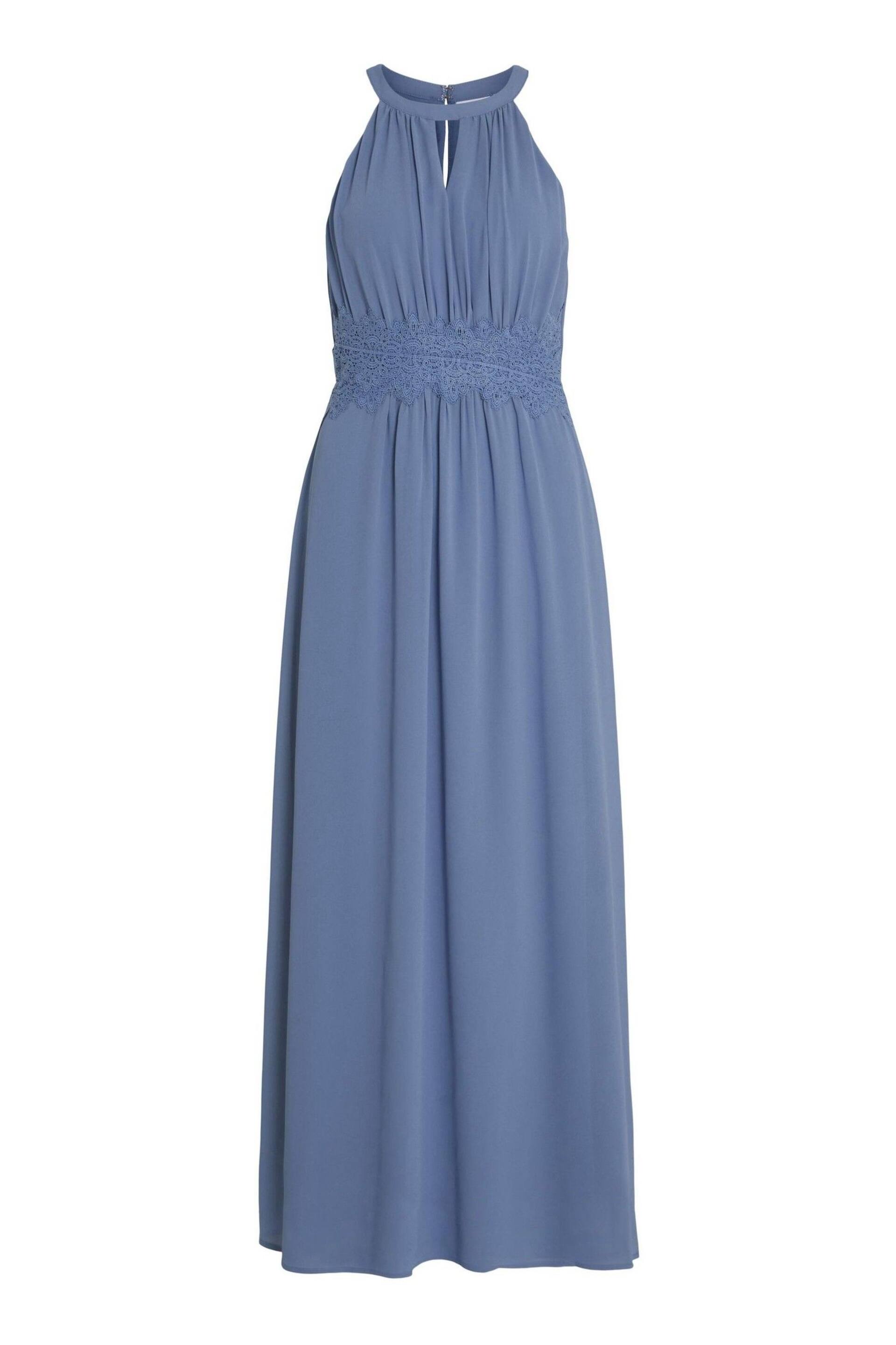 VILA Blue Halter Neck Tulle Maxi Dress - Image 5 of 6