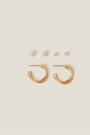 Accessorize 14ct Gold Plated Twisted Stud and Hoop Earrings 3 Pack - Image 2 of 3