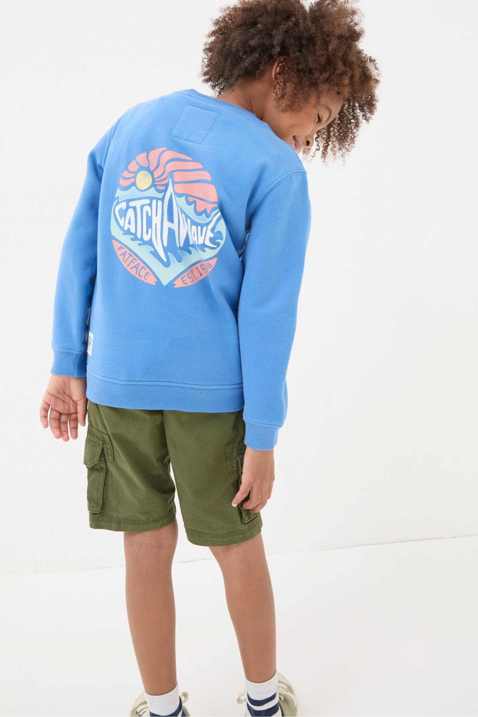 FatFace Blue Shark Crew Sweatshirt - Image 2 of 5